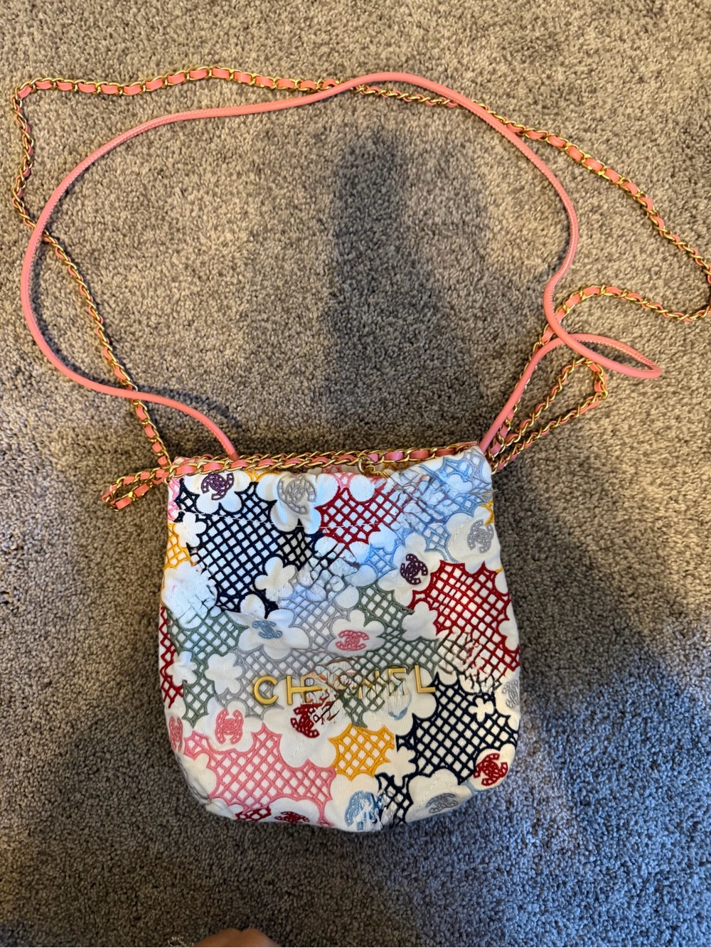Kids Floral Pattern Crossbody Bag - Pink Strap